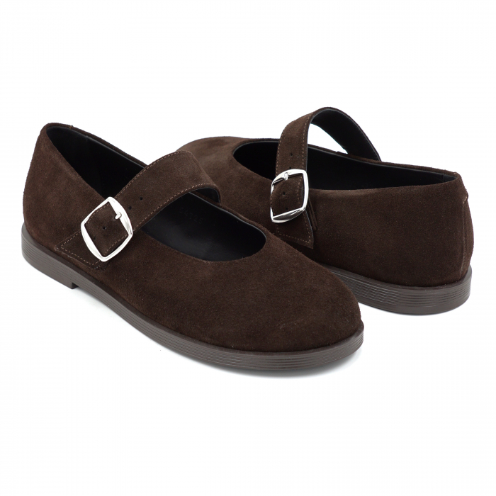 Pantofi dama tip barefoot din piele naturala intoarsa maro cu varf rotund si talpa de 1 cm 54725-5-25 [4]