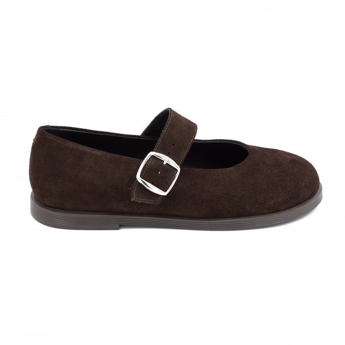 Pantofi dama tip barefoot din piele naturala intoarsa maro cu varf rotund si talpa de 1 cm 54725-5-25 [1]