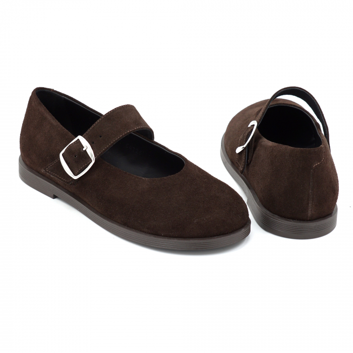 Pantofi dama tip barefoot din piele naturala intoarsa maro cu varf rotund si talpa de 1 cm 54725-5-25 [5]