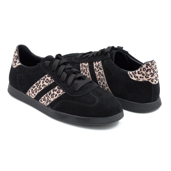 Pantofi dama tip adidas din piele naturala intoarsa intoarsa si cu imprimeu leopard cu varf rotund si talpa de 2 cm 50326-4-26 [4]