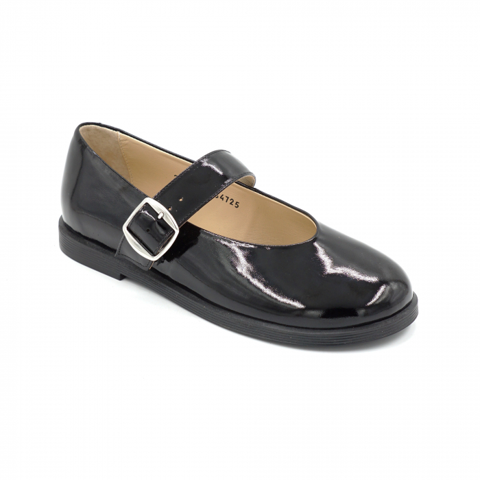 Pantofi dama tip barefoot din piele naturala lacuita neagra cu varf rotund si talpa de 1 cm 54725-25 [2]