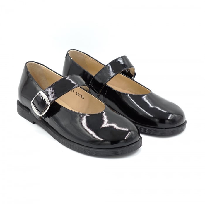 Pantofi dama tip barefoot din piele naturala lacuita neagra cu varf rotund si talpa de 1 cm 54725-25 [3]