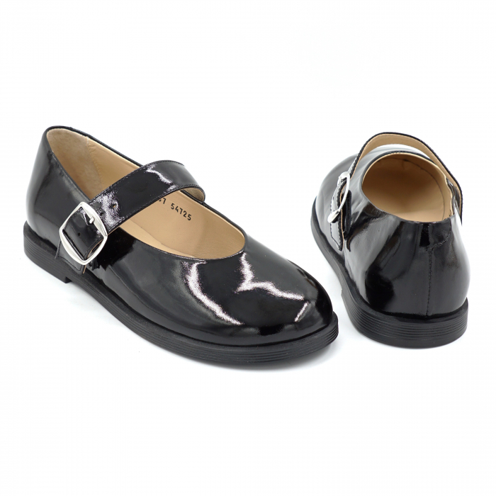 Pantofi dama tip barefoot din piele naturala lacuita neagra cu varf rotund si talpa de 1 cm 54725-25 [5]