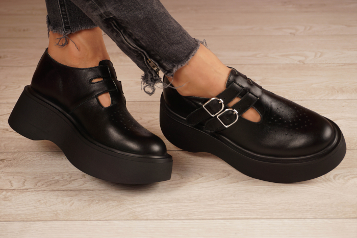 Pantofi dama din piele naturala neagra MSPD51021-21 [2]