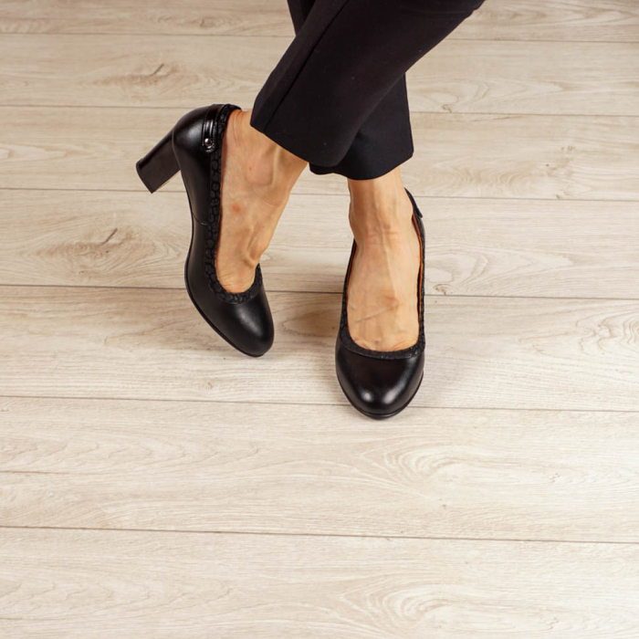 Pantofi dama din piele naturala neagra MSPD56719-1-20 [2]