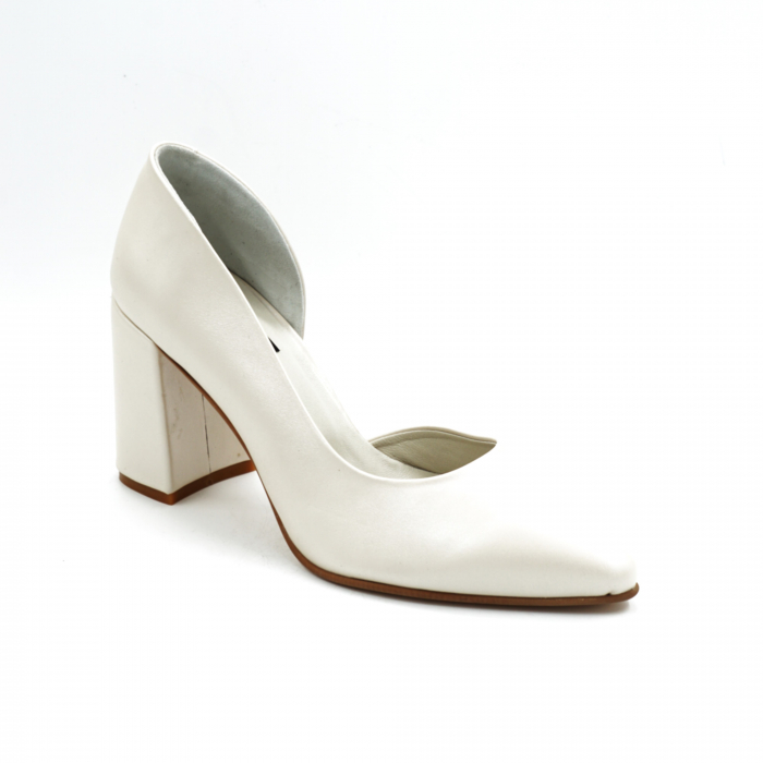 Pantofi dama din piele naturala grej cu varf ascutit stiletto si toc mediu gros imbracat 8 cm 53024-2-25 [5]