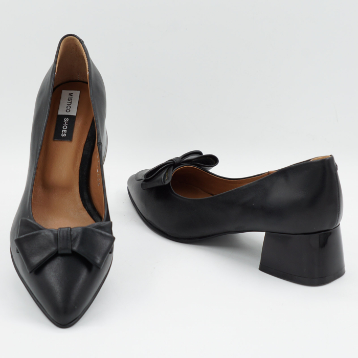 Pantofi dama din piele naturala neagra, cu varf ascutit stiletto si toc mic imbracat de 4 cm 62420-5-26 [6]