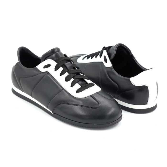 Pantofi dama tip adidas din piele naturala neagra si alba cu varf rotund si talpa de 1 cm 50126-2-26 [4]