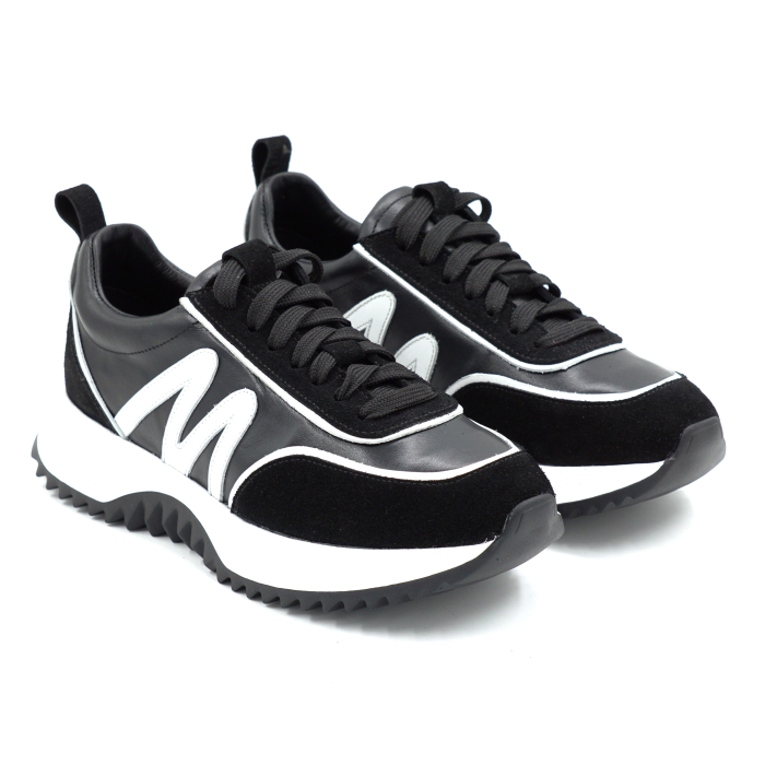 Pantofi dama tip adidas din piele naturala intoarsa neagra si alba cu varf rotund si talpa de 3 cm 50226-2-26 [3]