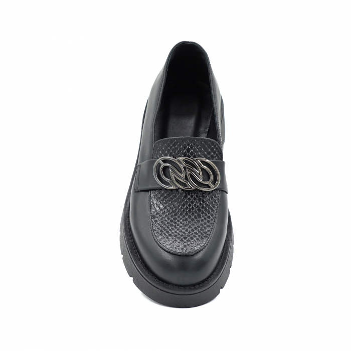 Pantofi dama din piele naturala neagra cu varf rotund si talpa 4 cm 53725-25 [6]