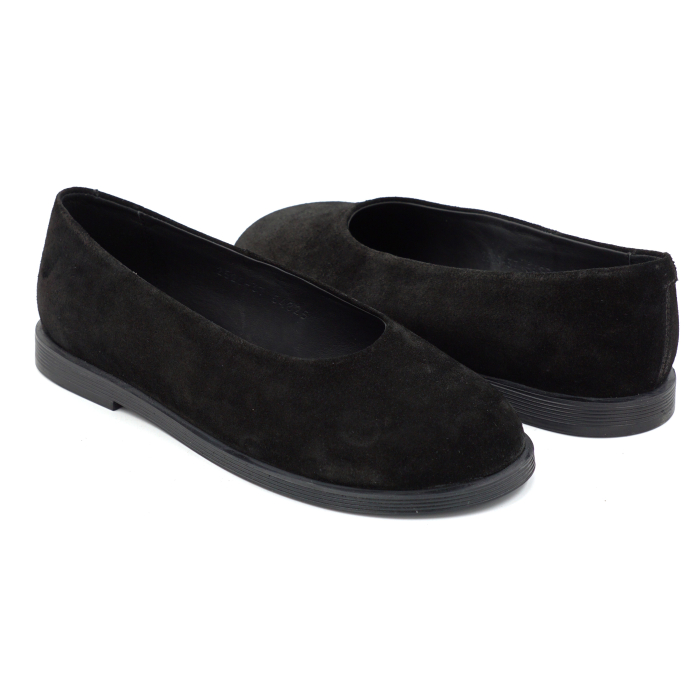 Pantofi dama tip barrefoot din piele naturala intoarsa neagra cu varf rotund si talpa de 1 cm 54825-3-25 [4]