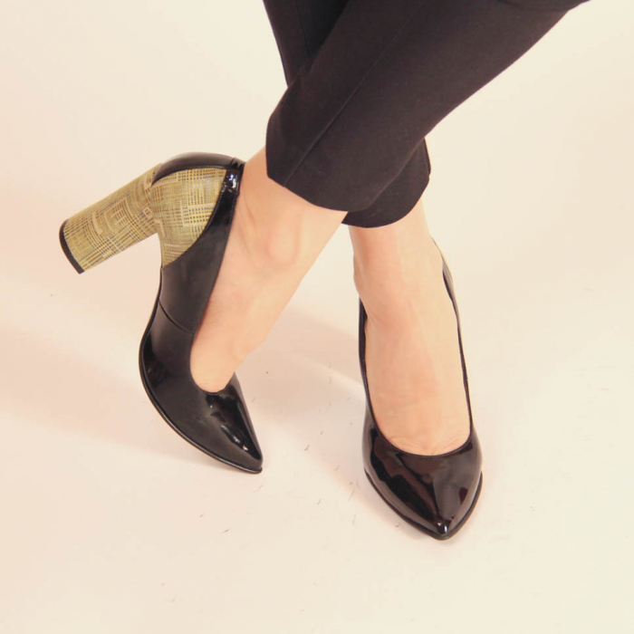 Pantofi dama din piele naturala lacuita neagra MSPD50018-20 [2]