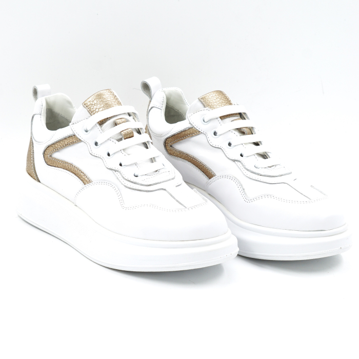 Pantofi dama tip adidas di piele naturala cu varf rotund si talpa de 3 cm 52121-1-24 [3]