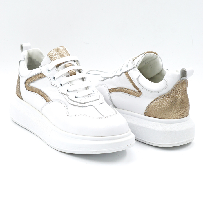 Pantofi dama tip adidas di piele naturala cu varf rotund si talpa de 3 cm 52121-1-24 [4]