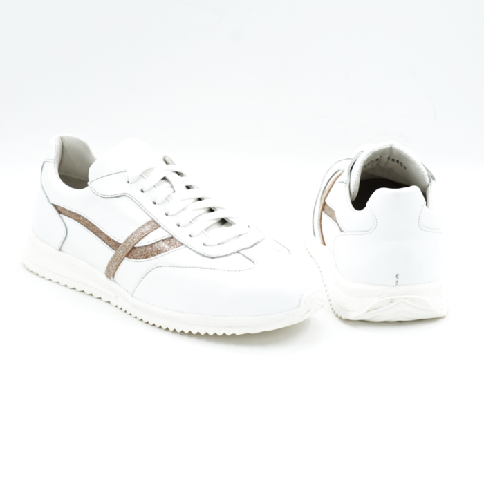 Pantofi dama tip adidas din piele naturala alba cu varf rotund si talpa de 2 cm 55825-25 [5]