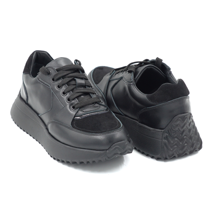 Pantofi dama tip adidas din piele naturala cu varf rotund si talpa de 3 cm 52524-24 [4]