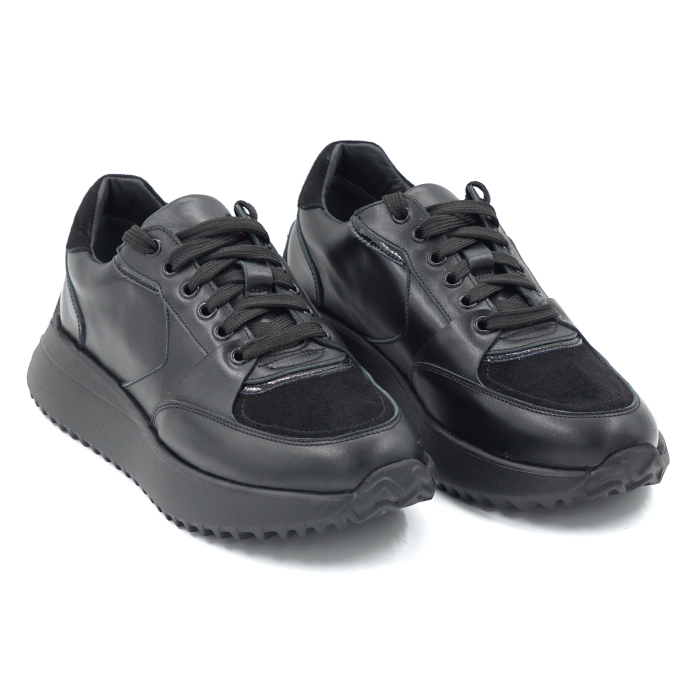 Pantofi dama tip adidas din piele naturala cu varf rotund si talpa de 3 cm 52524-24 [3]