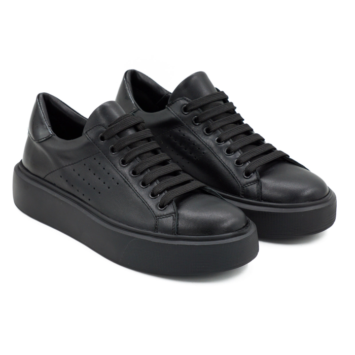 Pantofi dama tip adidas din piele naturala neagra, cu varf rotund si talpa 3 cm 51321-26 [3]