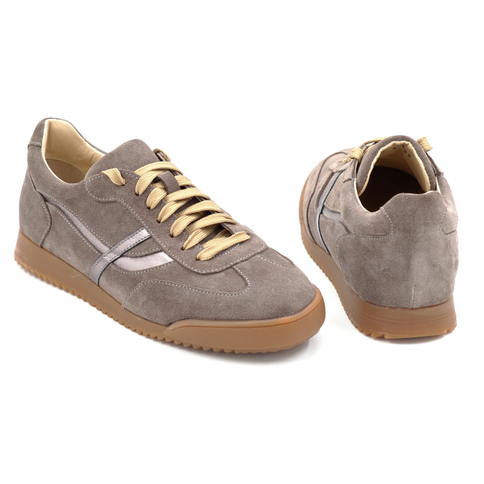 Pantofi dama tip adidas din piele naturala intoarsa grej cu varf rotund si talpa de 2 cm 55825-1-25 [5]