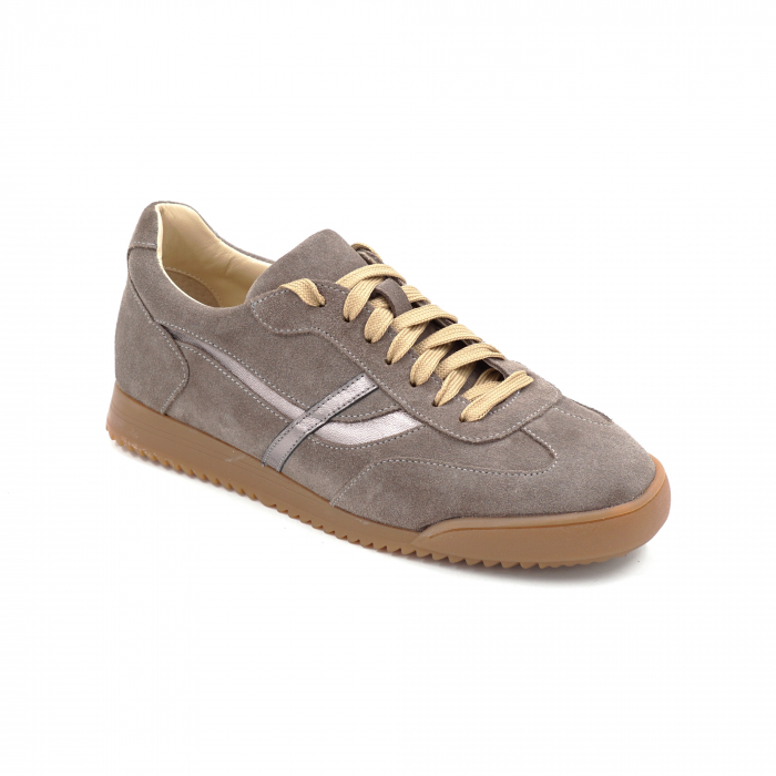 Pantofi dama tip adidas din piele naturala intoarsa grej cu varf rotund si talpa de 2 cm 55825-1-25 [2]