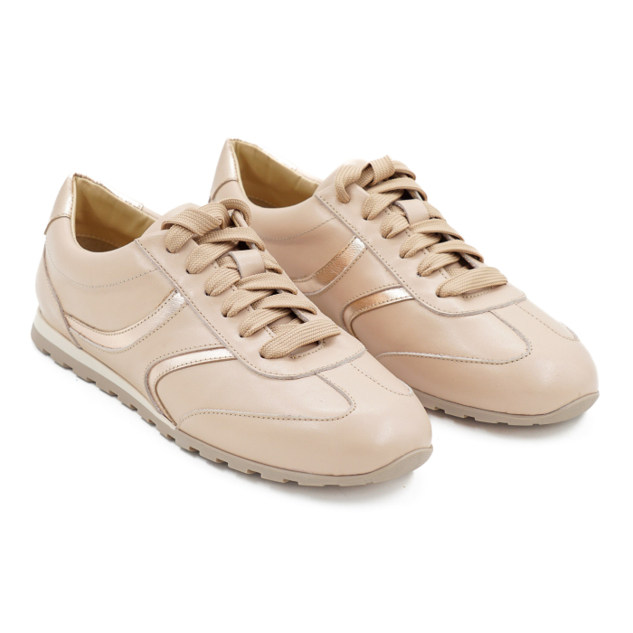 Pantofi dama tip adidas din piele naturala nude roze si aurie, cu varf rotund si talpa de 1 cm 50926-2-26 [3]