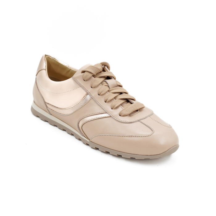 Pantofi dama tip adidas din piele naturala nude roze si aurie, cu varf rotund si talpa de 1 cm 50926-2-26 [2]