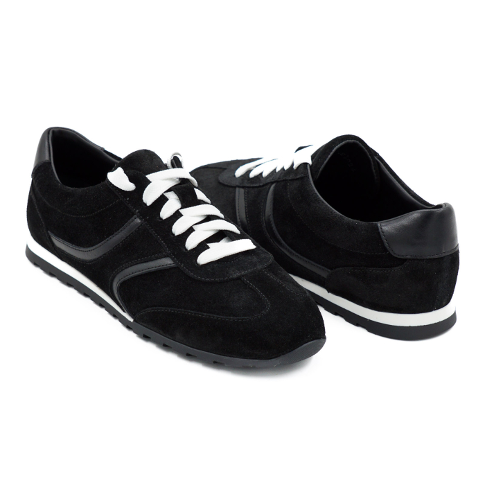 Pantofi dama tip adidas din piele naturala intoarsa neagra, cu varf rotund si talpa de 1 cm 50926-1-26 [4]