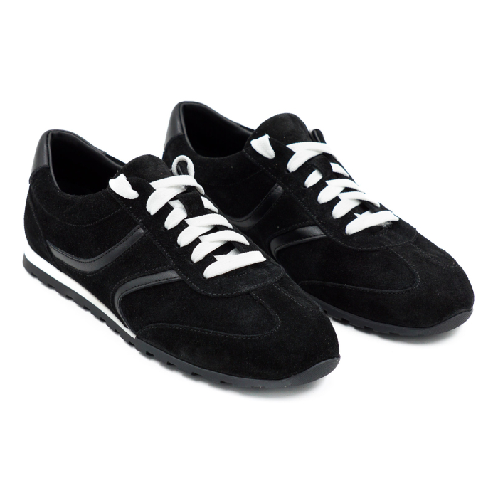 Pantofi dama tip adidas din piele naturala intoarsa neagra, cu varf rotund si talpa de 1 cm 50926-1-26 [3]