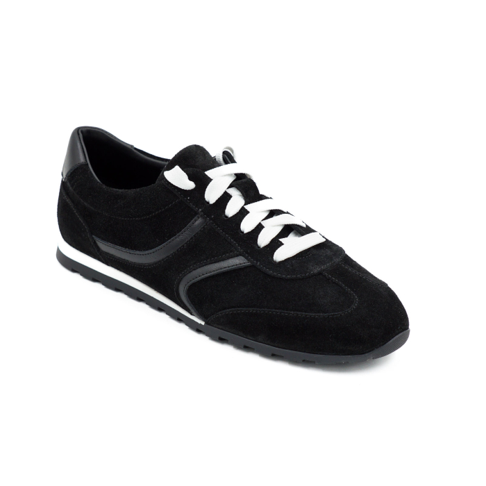 Pantofi dama tip adidas din piele naturala intoarsa neagra, cu varf rotund si talpa de 1 cm 50926-1-26 [2]