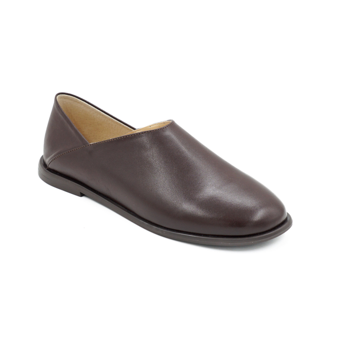 Pantofi dama tip barefoot din piele naturala box maro ciocolata cu varf rotund si talpa de 1 cm 50826-2-26 [2]