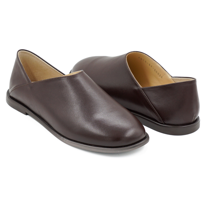 Pantofi dama tip barefoot din piele naturala box maro ciocolata cu varf rotund si talpa de 1 cm 50826-2-26 [4]