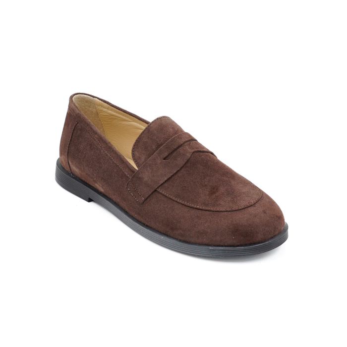 Pantofi dama tip barefoot din piele naturala intoarsa maro ciocolata, cu varf rotund si talpa de 1 cm 55525-2-26 [2]