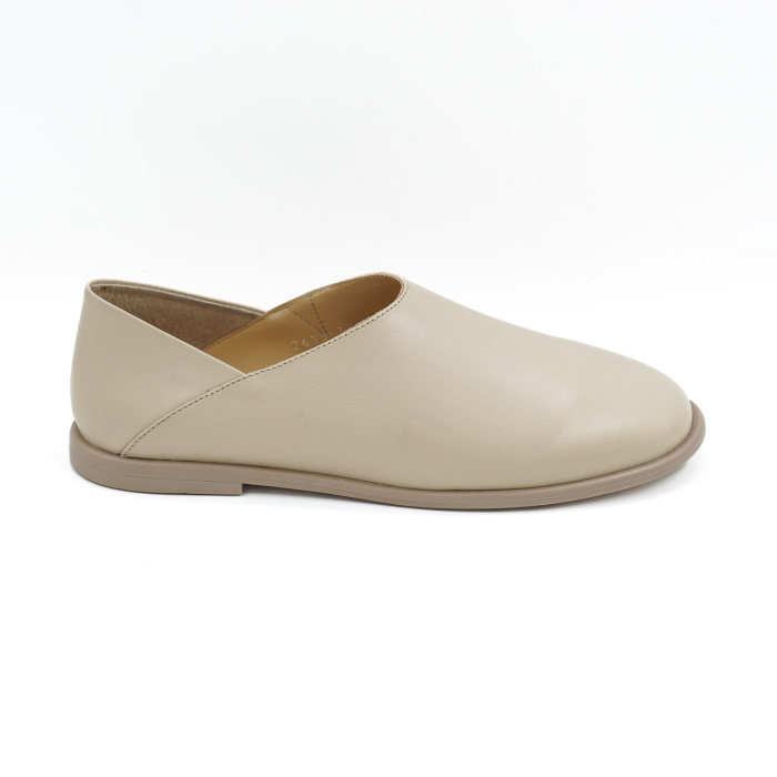 Pantofi dama tip barefoot din piele naturala box bej cu varf rotund si talpa de 1 cm 50826-26 [6]