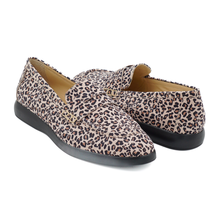 Pantofi dama tip loafers din piele naturala cu imprimeu leopard, cu varf rotund si talpa de 2 cm 51526-26 [4]