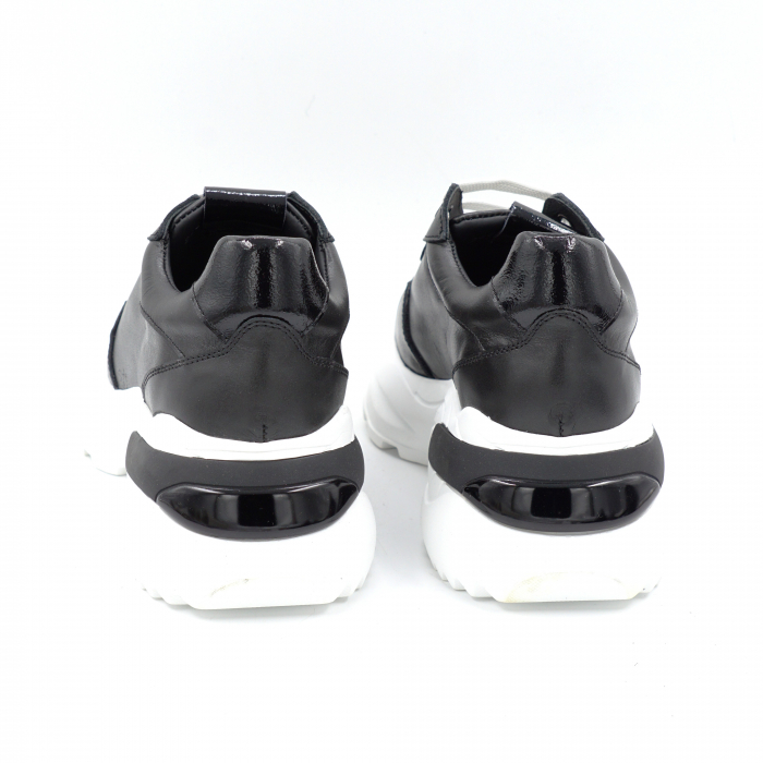 Pantofi dama tip adidas din piele naturala neagra  si lacuita neagra cu varf rotund si talpa de 6 cm 51121-10-24 [5]