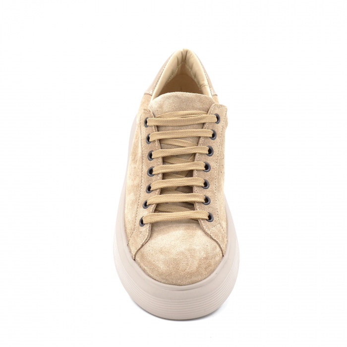 Pantofi dama tip adidas  din piele naturala intoarsa bej cappucino si lacuita grej cu varf rotund si talpa 3 cm 51321-3-24 [5]