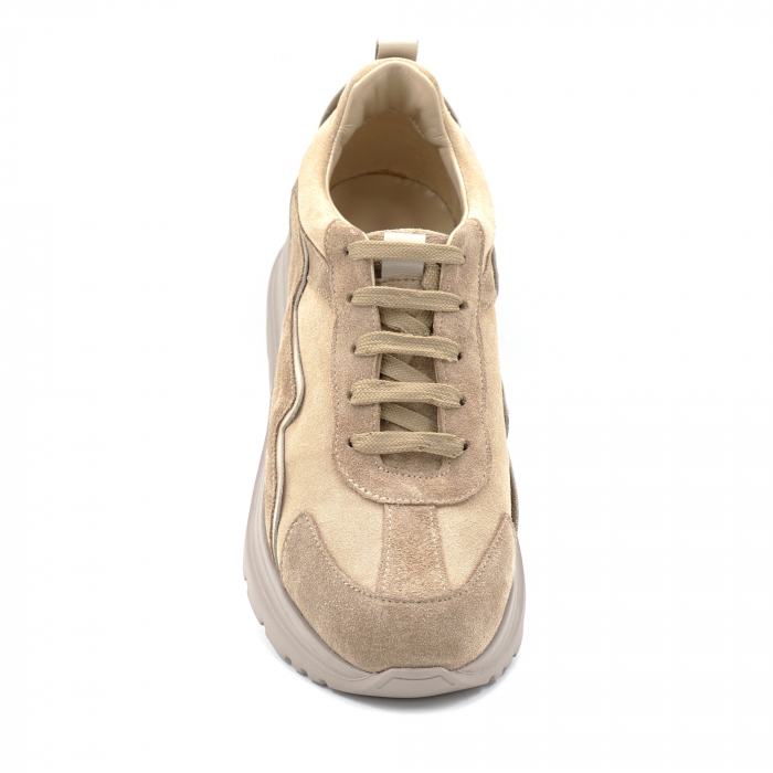 Pantofi dama tip adidas din piele naturala intoarsa bej cappucino si lacuita bej, cu varf rotund si talpa de 3 cm55721-1-24 [5]
