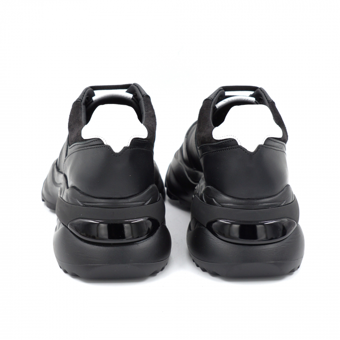 Pantofi dama tip adidas din piele naturala neagra si argintie cu varf rotund si talpa inalta de 6 cm 58221-24 [5]