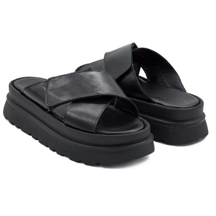 Sabot dama din piele naturala neagra, cu varf rotund si talpa inalta 4 cm 0726-3-26 [4]