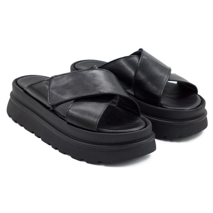 Sabot dama din piele naturala neagra, cu varf rotund si talpa inalta 4 cm 0726-3-26 [3]