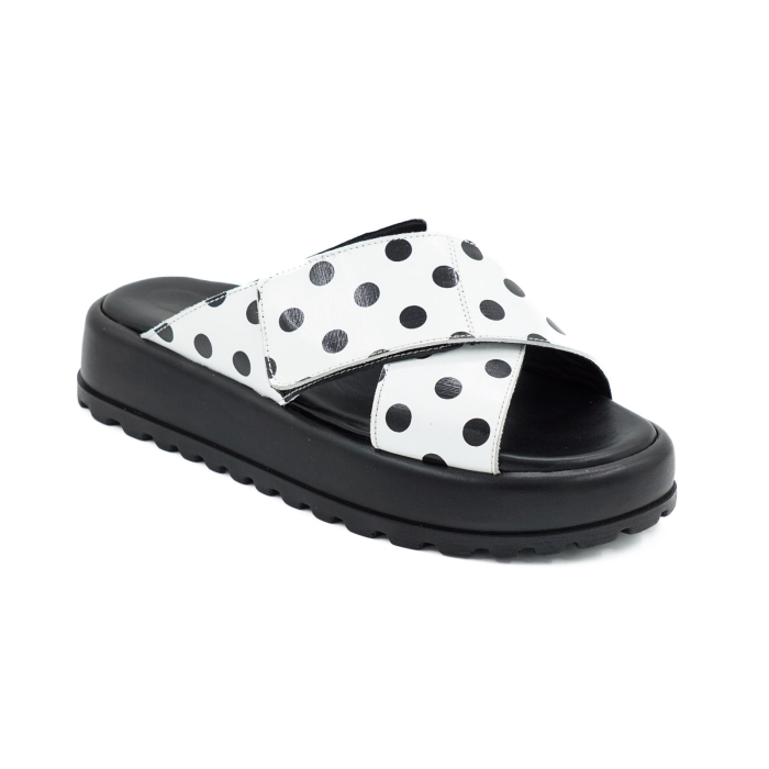 Sabot dama din piele naturala intoarsa neagra, cu varf rotund si talpa inalta 4 cm 0726-2-26 [2]