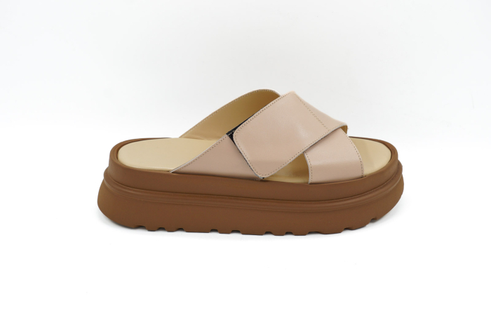 Sabot dama din piele naturala nude roze, cu varf rotund si talpa inalta 4 cm 0726-4-26 [5]
