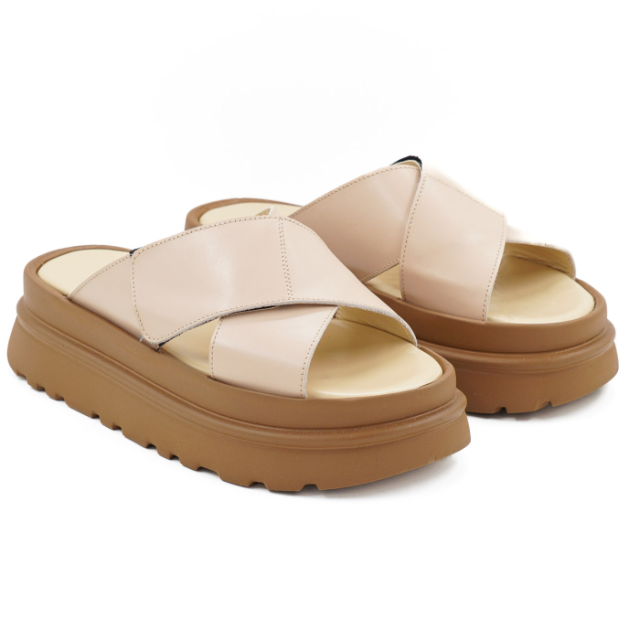 Sabot dama din piele naturala nude roze, cu varf rotund si talpa inalta 4 cm 0726-4-26 [3]