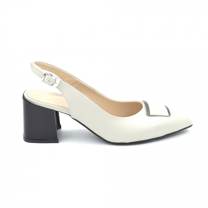 Sandale dama din piele naturala box nude bej deschis cu varf ascutit stileto si toc mic gros 6 cm 0924-24 [3]