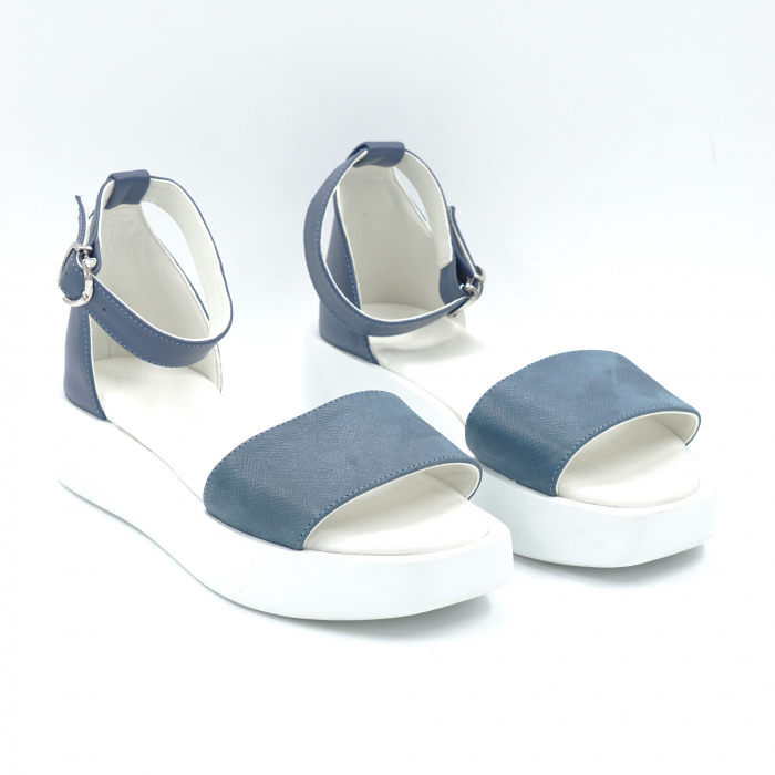 Sandale dama din piele naturala albastru bleu cu varf rotund si talpa inalta 5 cm 4721-24 [2]
