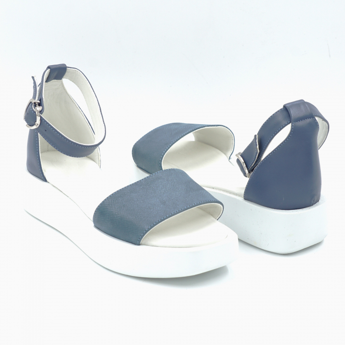 Sandale dama din piele naturala albastru bleu cu varf rotund si talpa inalta 5 cm 4721-24 [3]