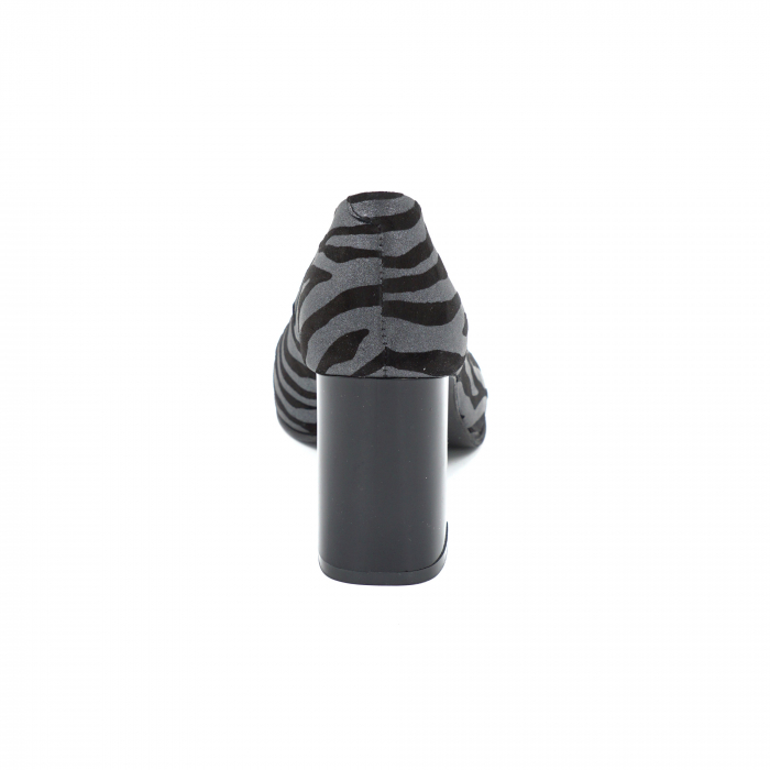 Panotif decupati dama din piele naturala cu imprimeu negru cu argintiu cu varf semirotund si toc mediu de 8 cm 1027-2-25 [3]