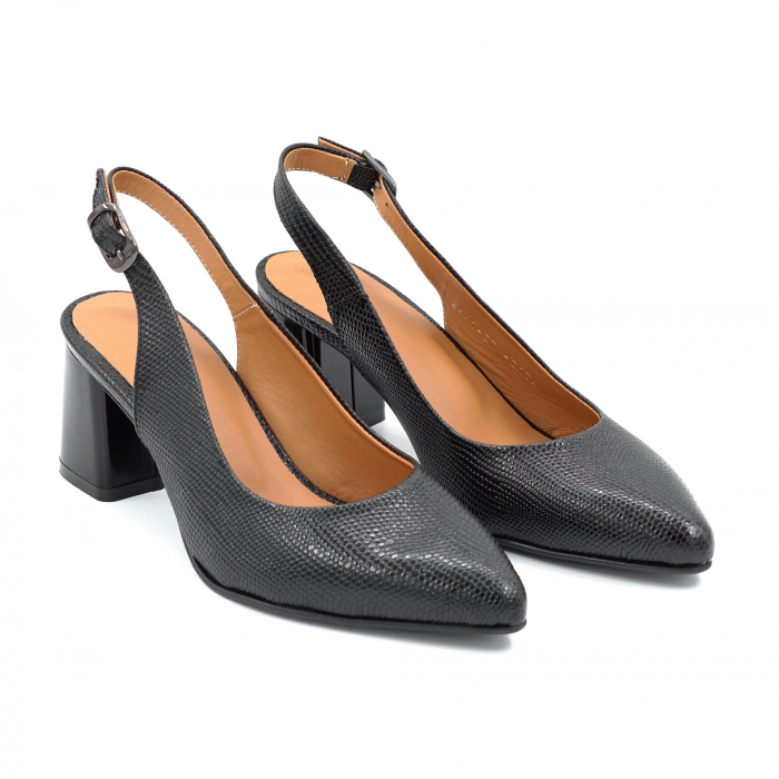 Sandale dama din piele naturala neagra cu varf ascutit stiletto si toc mic gros de 6 cm 0124-25 [3]