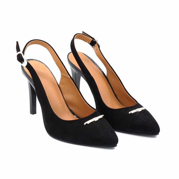 Sandale dama din piele naturala intoarsa neagra cu varf ascutit stileto si toc inalt subtire 9 cm 1089-1-25 [2]