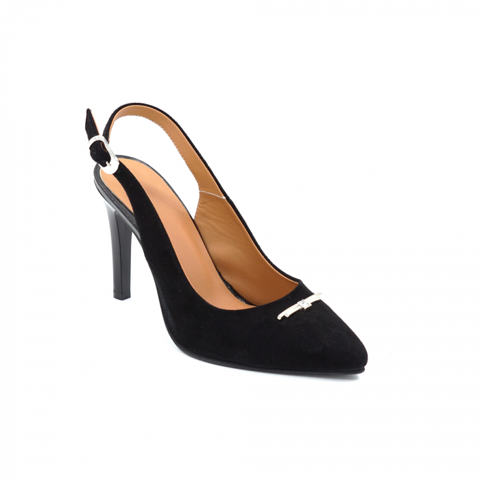 Sandale dama din piele naturala intoarsa neagra cu varf ascutit stileto si toc inalt subtire 9 cm 1089-1-25 [5]